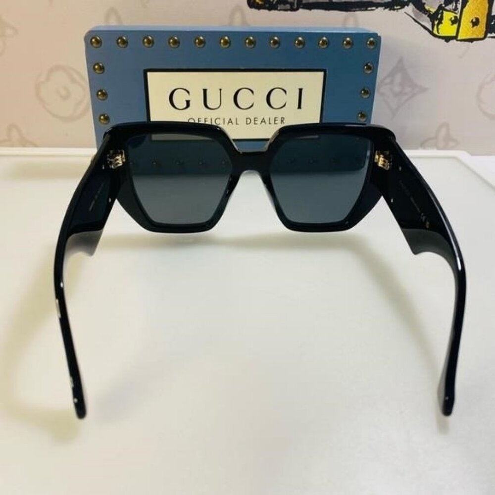 New Gucci Geometric Men’s Women’s Sunglasses GG0956S 003 Black/Gold 54mm - Picture 10 of 13